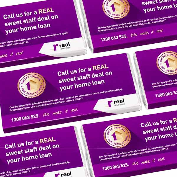 Promotional Printed Chocolate Bars For Real Insurance