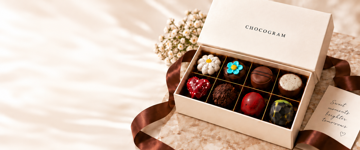 Chocogram chocolate gift box with handmade chocolates