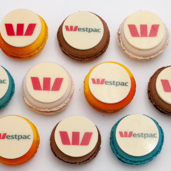 Branded Macarons with Belgian Chocolate Toppers